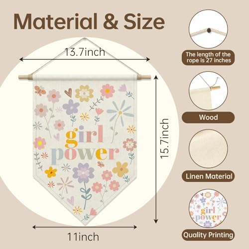 Girl Power Sign Pennant Hanger Banner, Floral Boho Wall Art - Image 5