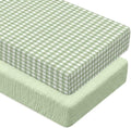 Breling 2 Pcs Muslin Green and Green Gingham Crib Sheets by Breling