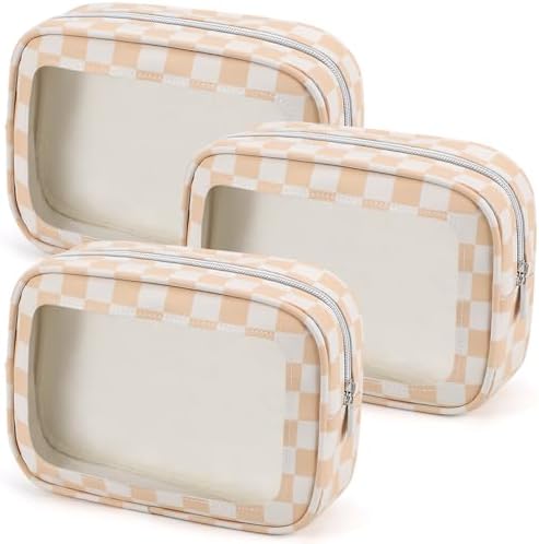 YOPCDJ 3PCS Clear Toiletry Bag, TSA Approved Travel Makeup Pouch by YOPCDJ