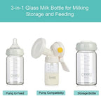 COMI Wide Neck Glass Breastmilk Collection n Storage Bottle, 4 Packs, 6oz - Image 2