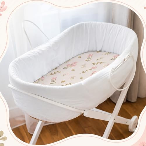 CroBlissful 4 Pack Boho Floral Bassinet Sheets - Image 3
