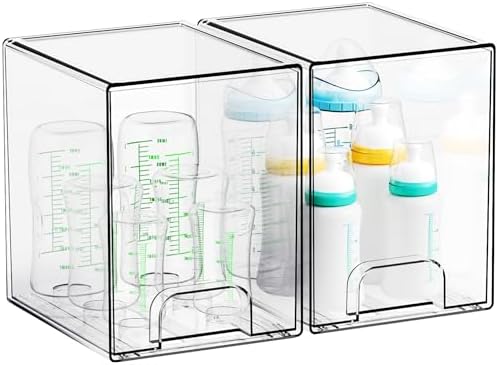 Yieach 7.5" High Stackable Storage Bins, 2 Pack Bottle Station and Baby Bottle by Yieach