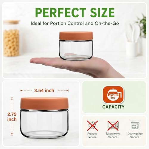 EONJOE 8 oz Small Glass Containers - Image 2