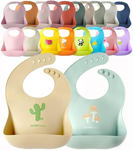 2-Pack Waterproof Silicone Baby Bib Lightweight Comfortable Easy-Wipe Clean by YMCF+Products