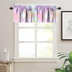 Fantasy Unicorn Valance Curtain, Fairy Tale Flowers Pink Blue Purple Rainbow - Image 5
