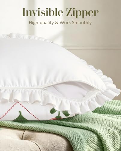 Embroidered Throw Pillow Cover, 18x18 Inch, Ruffle Floral - Image 3