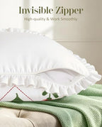 Embroidered Throw Pillow Cover, 18x18 Inch, Ruffle Floral - Image 3