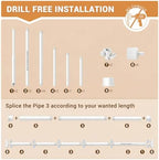 Room Divider Curtain Rod, No Drilling Adjustable Space Partition, Heavy Duty - Image 5