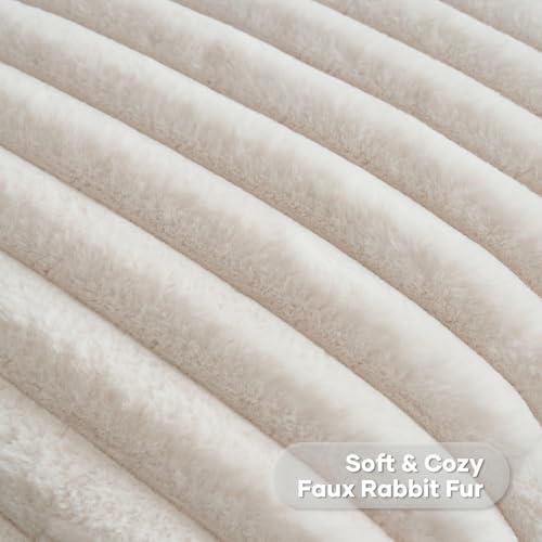 FUTEI Pack of 2 Faux Fur Throw Pillow Covers 18x18 Inch, Light Beige - Image 2