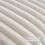FUTEI Pack of 2 Faux Fur Throw Pillow Covers 12x20 Inch, Light Beige - Image 2