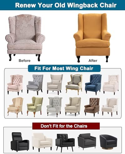 CRFATOP Wingback Chair Covers Wing Armchair Slipcovers - Image 3