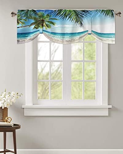 Vandarllin Palms Tree Ocean Blackout Tie Up Valance Curtains - Image 4