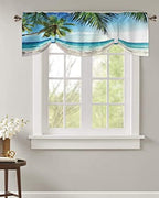 Vandarllin Palms Tree Ocean Blackout Tie Up Valance Curtains - Image 4