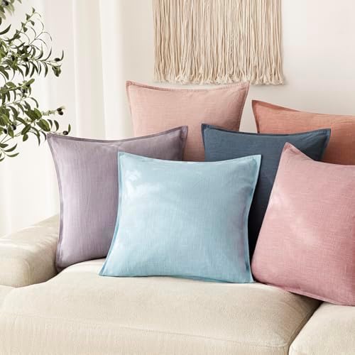 Foindtower Decorative Linen Lumbar Throw Pillow Covers 12x20 Light Blue - Image 5
