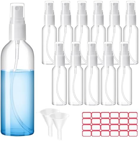 Zoizocp Spray Bottles, 2oz/50ml 12 Pack Clear Mini Travel Bottle Set by Zoizocp