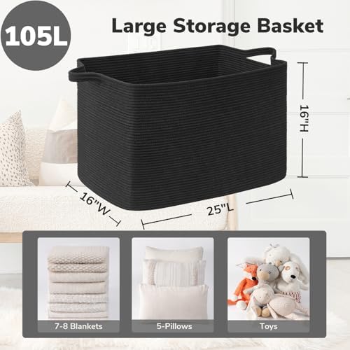 Goodpick 105L Extra Large Woven Rope Blanket Basket - Image 3