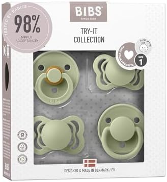 BIBS Try-It Collection | 4-Pack Soothers | BPA-Free Round, Anatomical & by BIBS