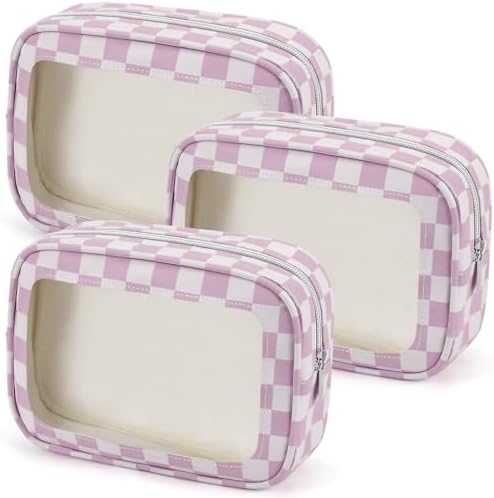 YOPCDJ 3PCS Clear Toiletry Bag, TSA Approved Travel Makeup Pouch by YOPCDJ