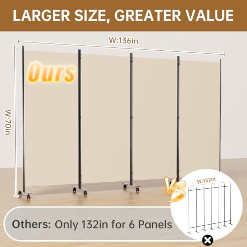 Room Divider 136'' Wide Folding Room Divider Panel - Image 2