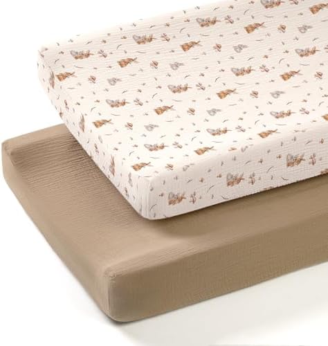 lulumoon Muslin Changing Pad Cover: 32x16 Fit Standard Rectangle Pad by Lulumoon