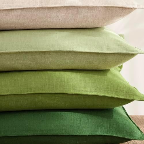 Foindtower Linen Solid Decorative Throw Pillow Covers 18x18 Inch Lush Green - Image 7