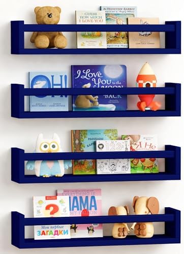 Forbena Navy Blue Floating Nursery Book Shelves by Forbena