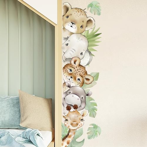 55.12 x 15.75 InchWatercolor Jungle Animal Wall Decals Tiger Elephant Zebra - Image 5