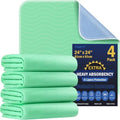 Fygrip 4 Pack 24” x 24” Extra Heavy Absorbency Washable Underpads Bed Pads by Fygrip