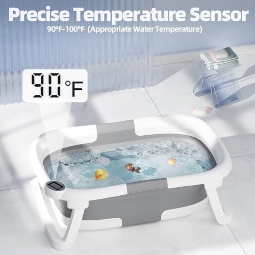 Collapsible Baby Bathtub with Thermometer, 0-36 Months - Image 2