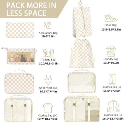 8 Set Packing Cubes for Travel, Luggage Packing Organizers Accessories Large - Image 2