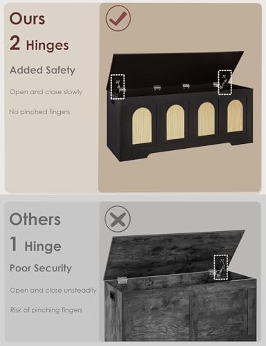 DINZI LVJ Storage Chest, Wooden Toy Box, Espresso Oak 47.2" L - Image 4
