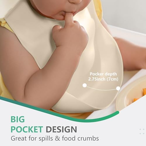 Cuddle Campus Set of 3 Silicone Bibs, Soft Adjustable Bibs - Image 4