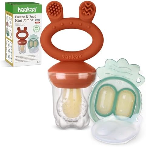 Haakaa Baby Fruit Food Feeder & Mini Freezer Nibble Tray Combo, Breastmilk by haakaa