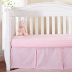 EVERYDAY KIDS Light Pink Pleated Crib Skirt; 100% Natural Cotton Nursery Crib - Image 5