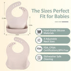 Eascrozn Silicone Bibs for Babies Toddler Set of 3, BPA Free - Image 2