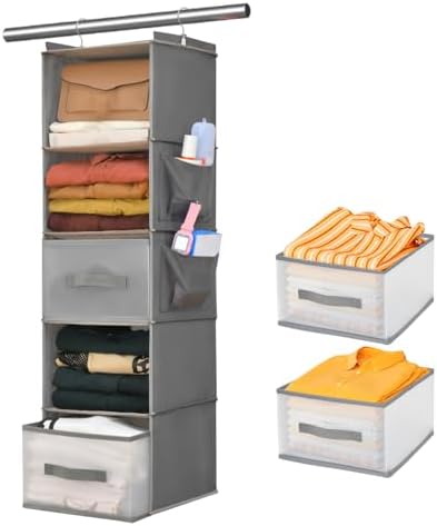5-Tier Hanging Organizer for Closet, Fabric Closet Organizer by BIEBOS