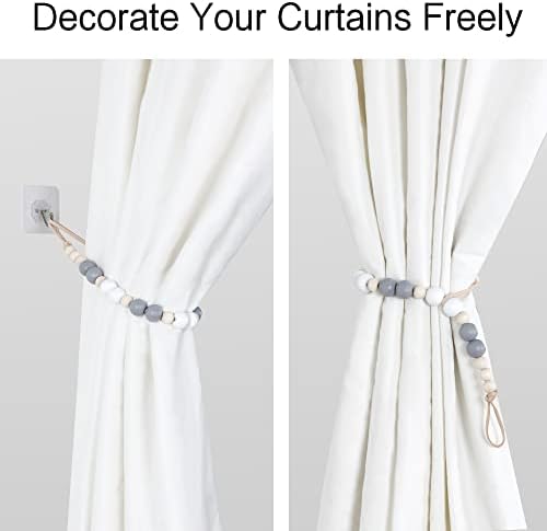 2 Pieces Wood Bead Curtain Tieback Boho Curtain Tiebacks Curtain Holdbacks - Image 5