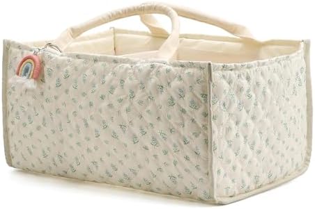 Diaper Caddy Organizer, Cute Floral Nursery Storage Basket, Soft Portable by Ankick