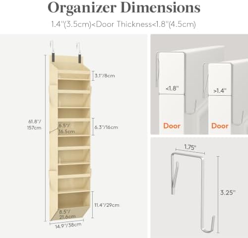 Lifewit 1 Pack Over the Door Organizer, 6 Section Hanging Storage - Image 2