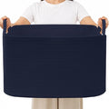96L Woven Laundry Basket with Handles, Extra Blanket Basket by HZFTJOY
