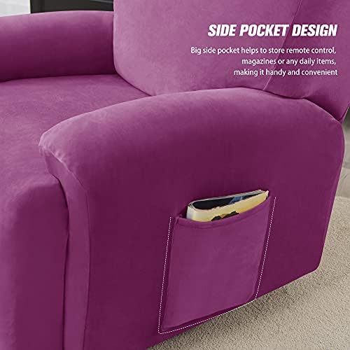 Stretch Recliner Covers, 4-Piece Ultra Soft Velvet Recliner Chair Slipcover - Image 4