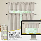 Linen Valances for Windows, Light Filtering Faux Linen Textured Small Short - Image 7