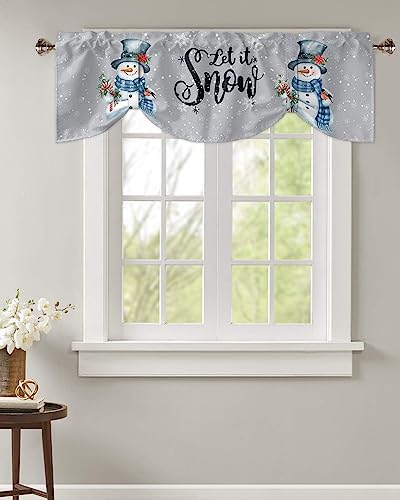 Snowman Christmas Blackout Tie Up Valance Curtains - Image 4