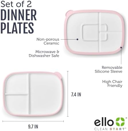 Ello Clean Start Toddler Dinner Plate 2 Pack | BPA-Free Ceramic Plates - Image 4