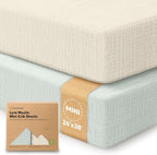 2pk Muslin Mini Crib Sheets for Boys, 38x26 Fitted Sheet by KeaBabies