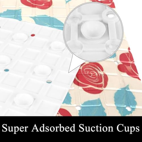 Shower Mat Non Slip, Rose Leaves Anti Slip Bath Mat - Image 3