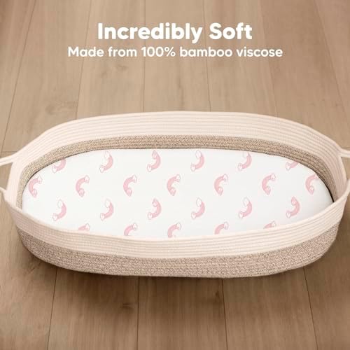 2-Pack Baby Bassinet Sheets Girl, 33x17 Bedside Sheets - Image 2