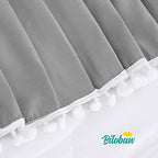 Crib Skirt with Pompoms Grey, Fits Standard Crib - Image 2