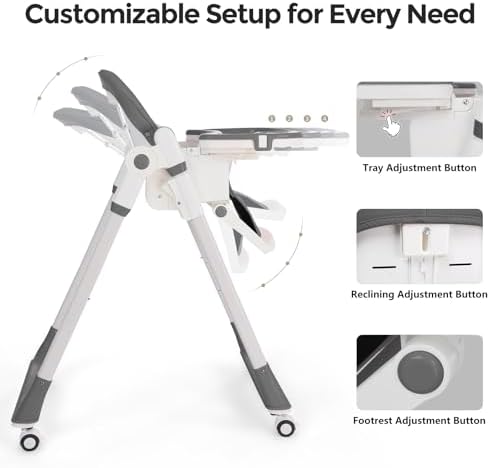 Cochildor 3-in-1 Baby High Chair, Foldable High Chair - Image 3