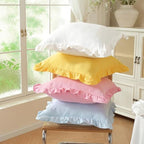 Set of 2 Light Blue Ruffle Throw Pillow Covers 18x18 Inch, Solid Color Pillow - Image 4
